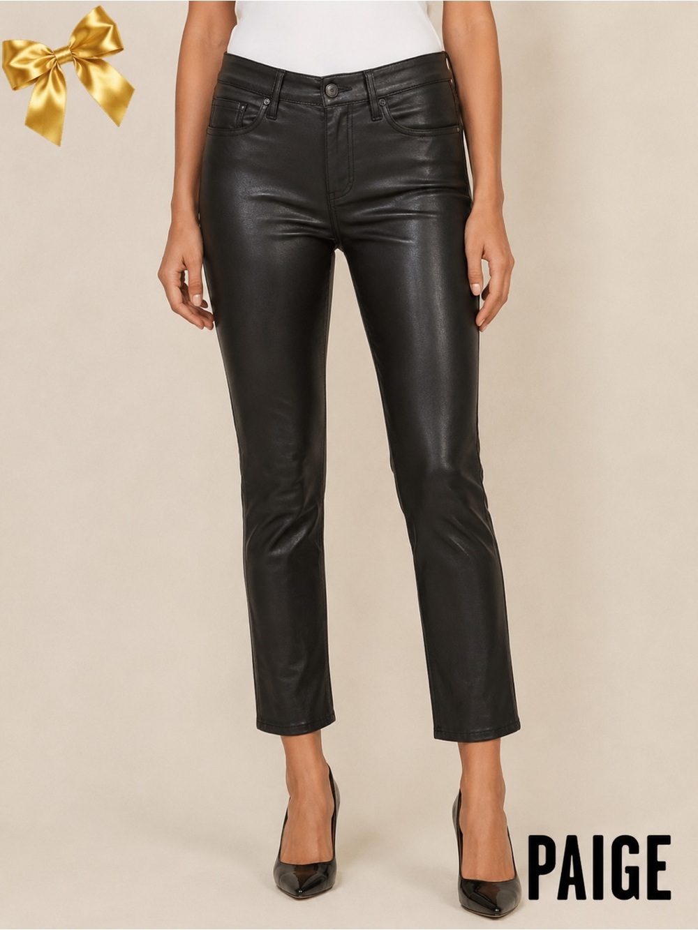 Paige Cindy Black High Rise Coated Jeans Size 32